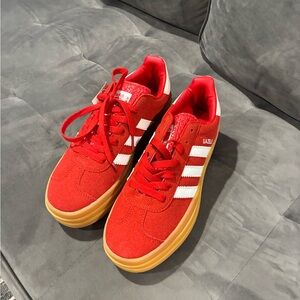 Adidas Gazelle Red and White Sneakers platform